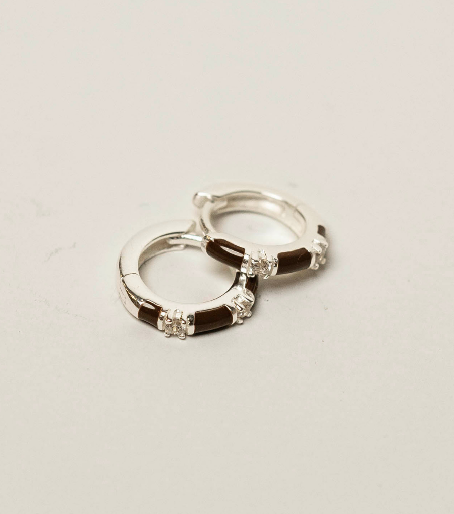 Oorbellen - choco x stones click