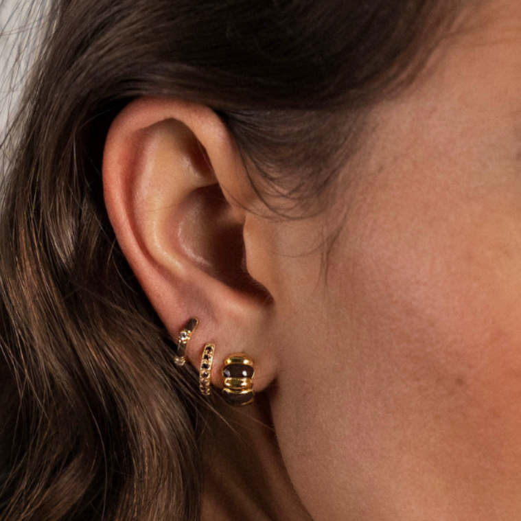 Oorbellen - smoky stones click