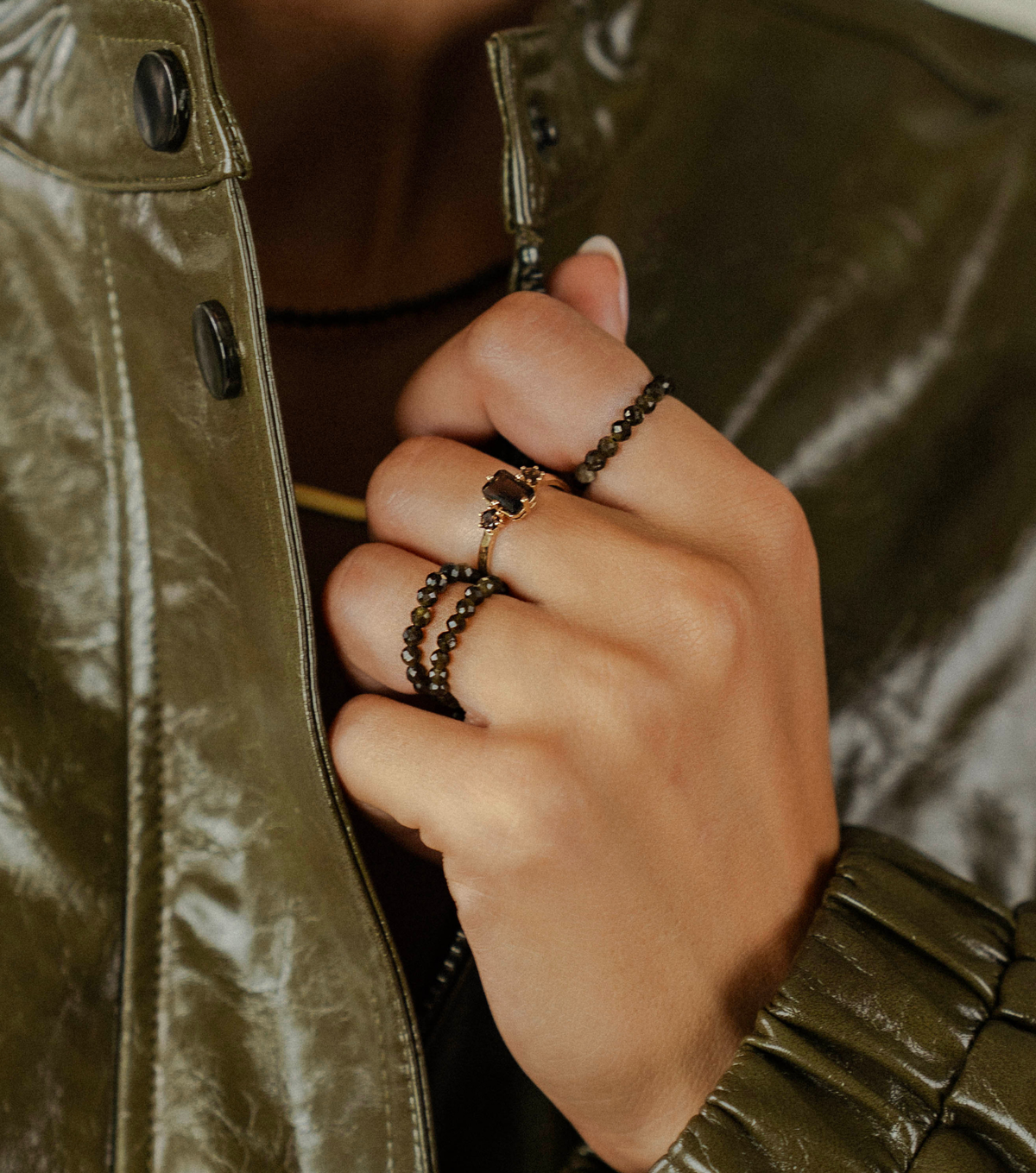 Ring - green obsidian