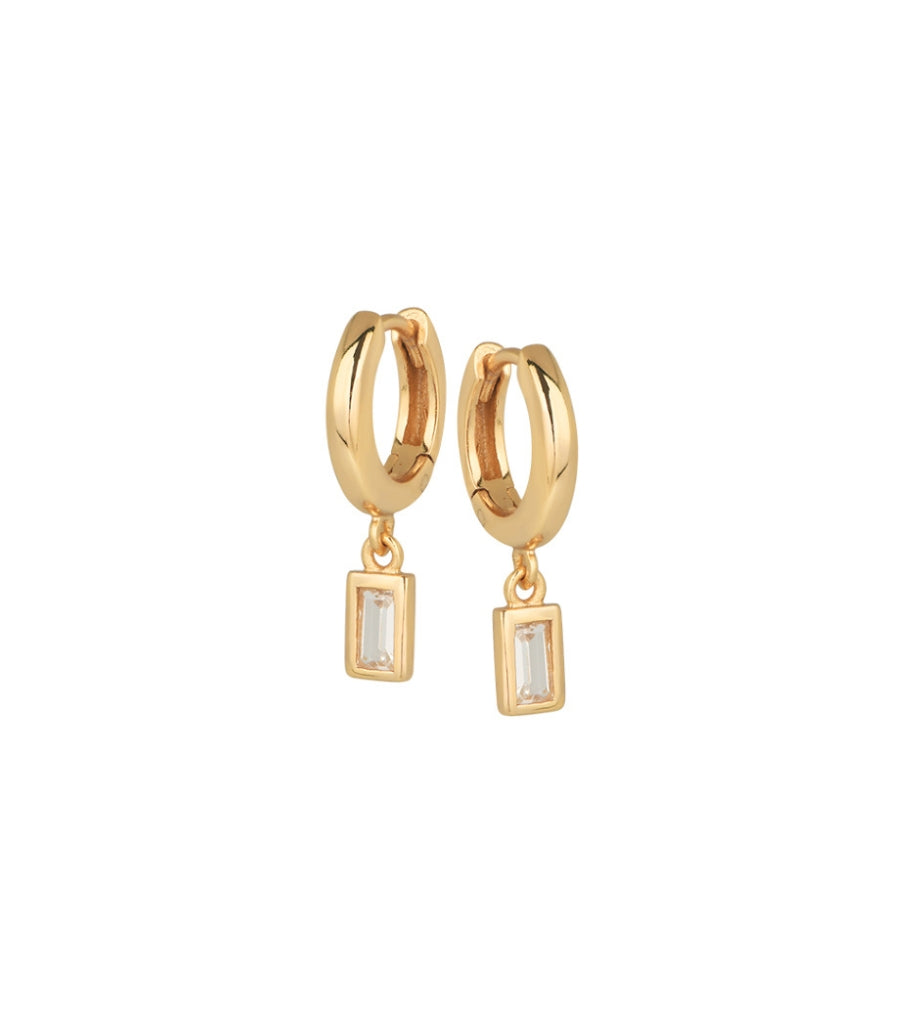 Earrings - baguette drop click