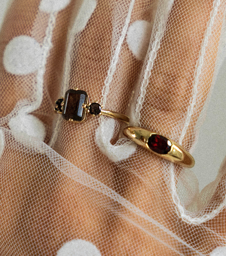 Ring 14k - smoky gems