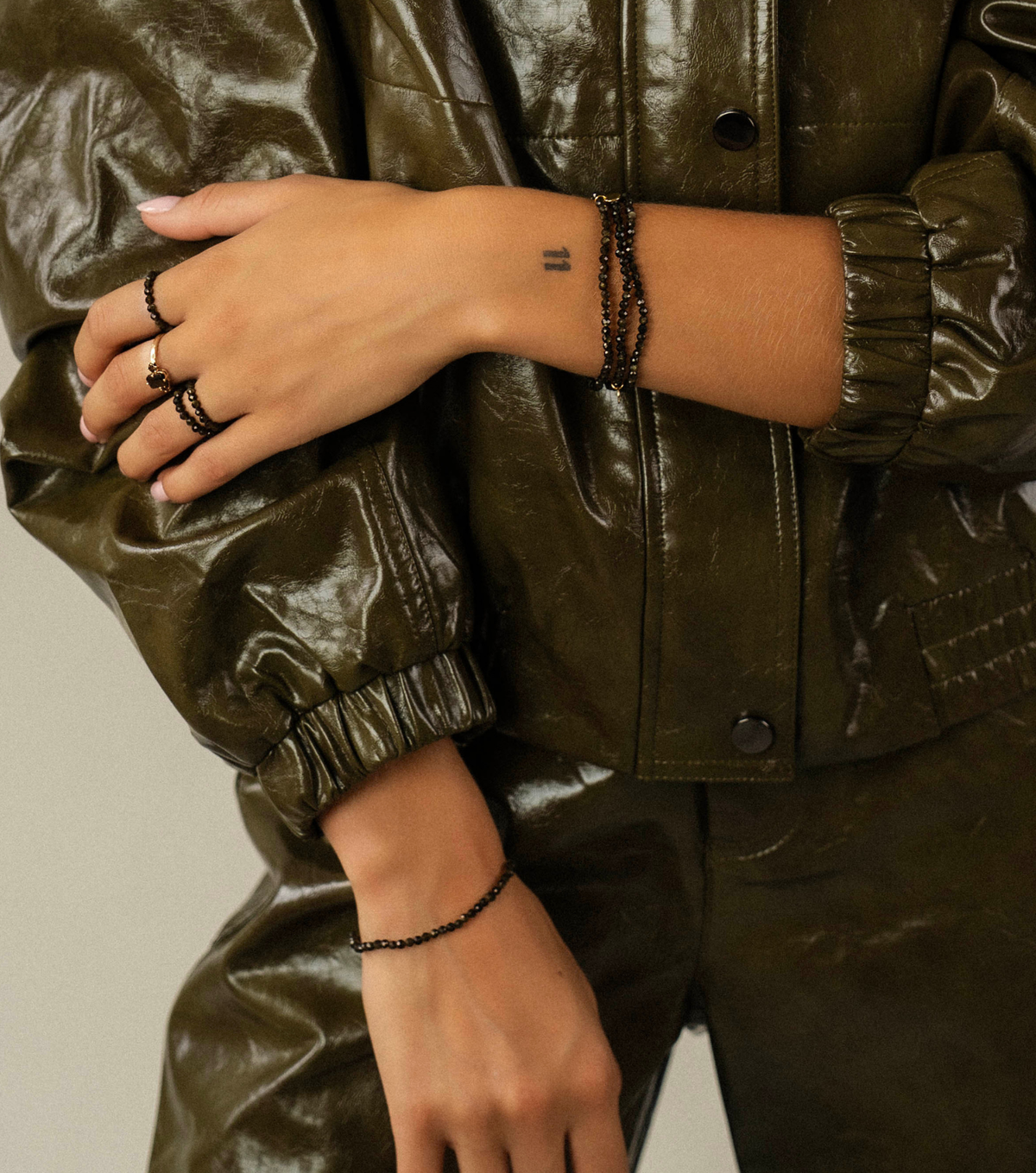 Armband - green obsidian