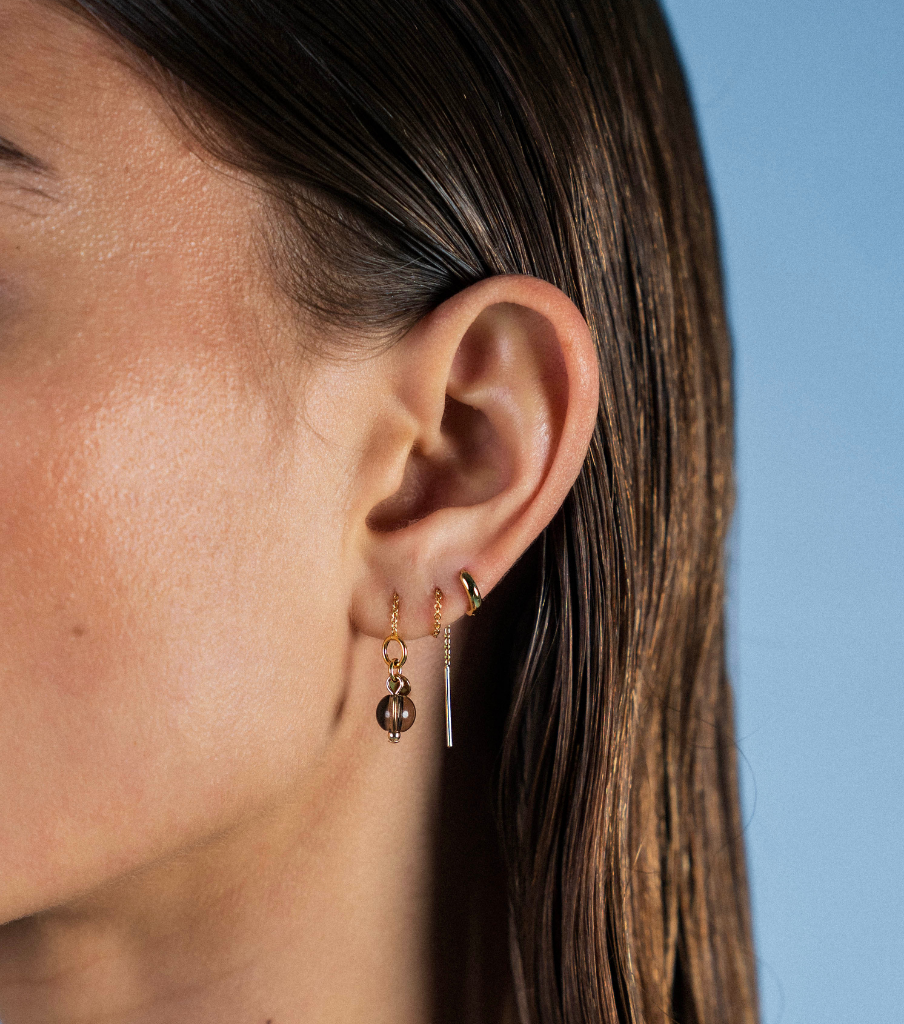 Oorbellen - thin line smoky