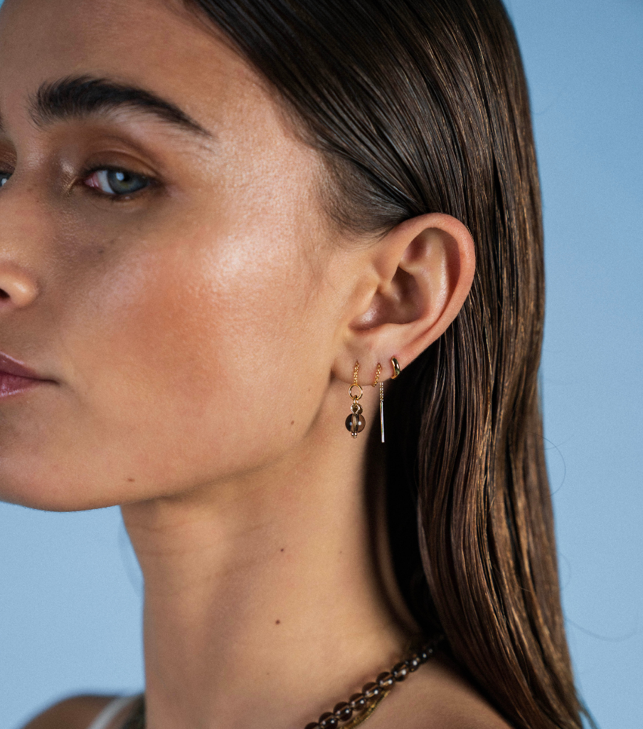 Oorbellen - thin line smoky