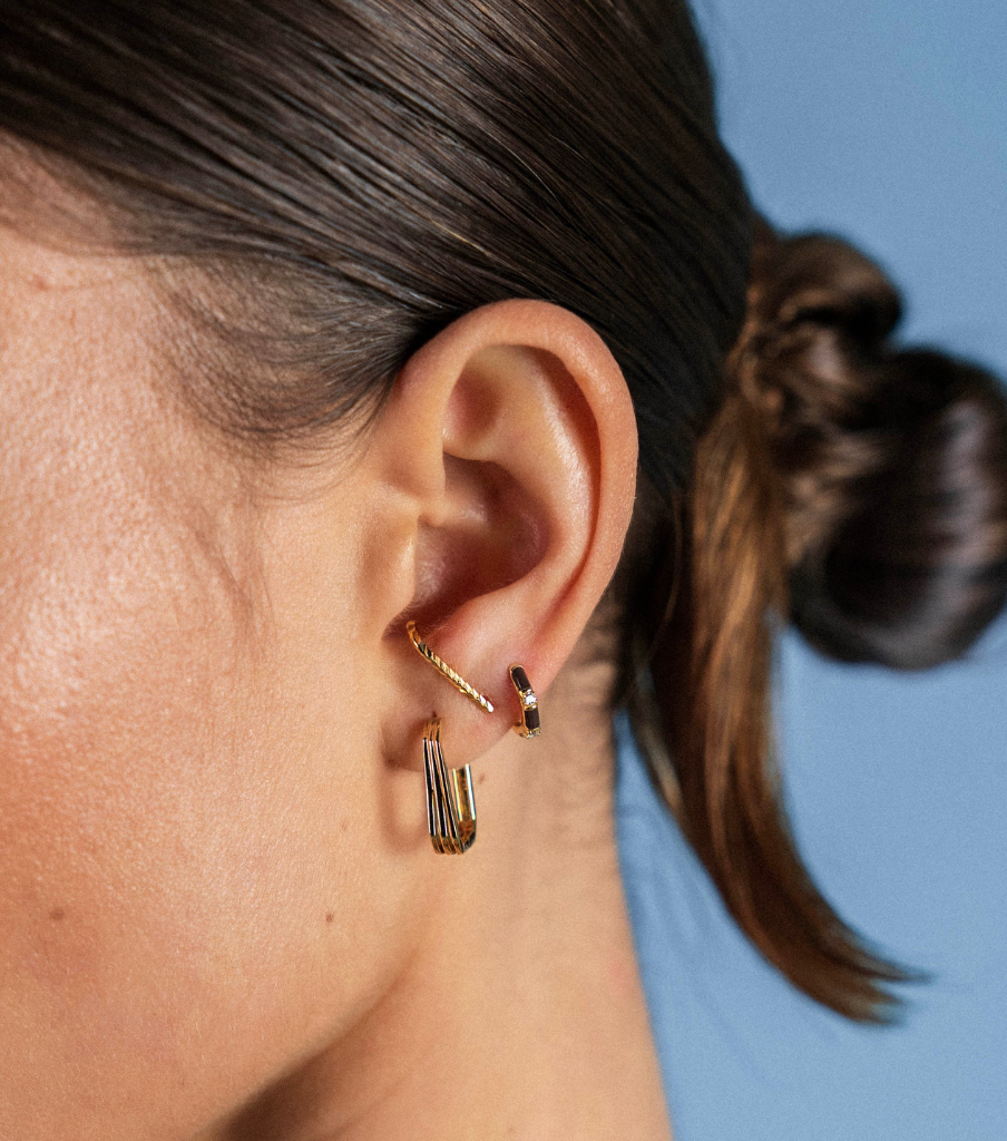 Oorbellen - choco x stones click