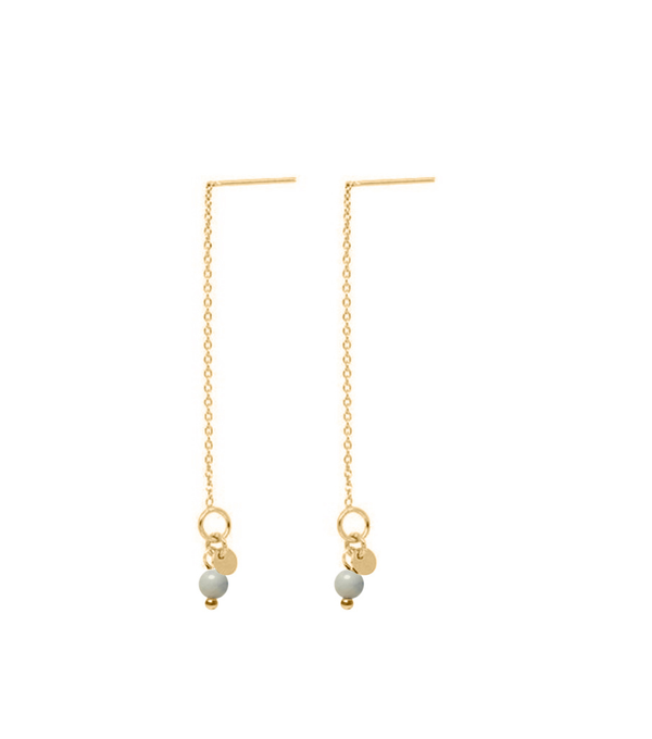 Oorbellen - thin line blue jade